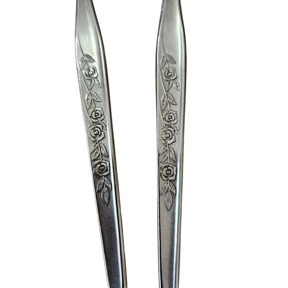 Elden Vintage Flower Serving Spoon Stainless  8.25" Rose Pattern Midcentury Colo - Picture 3 of 8